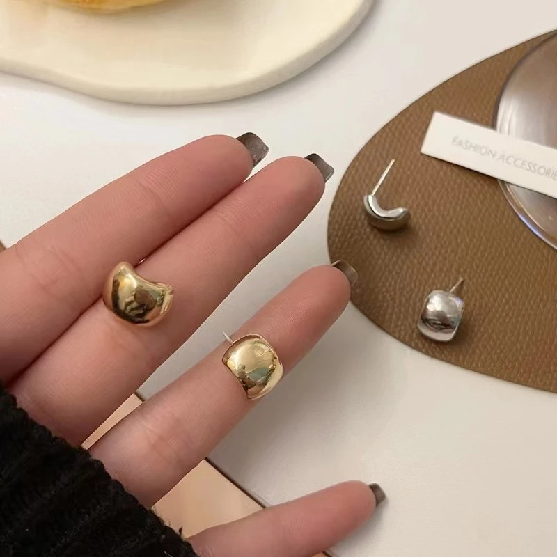 铜合金耳饰 925银针7097《豆》小众设计百搭高级感耳钉耳饰