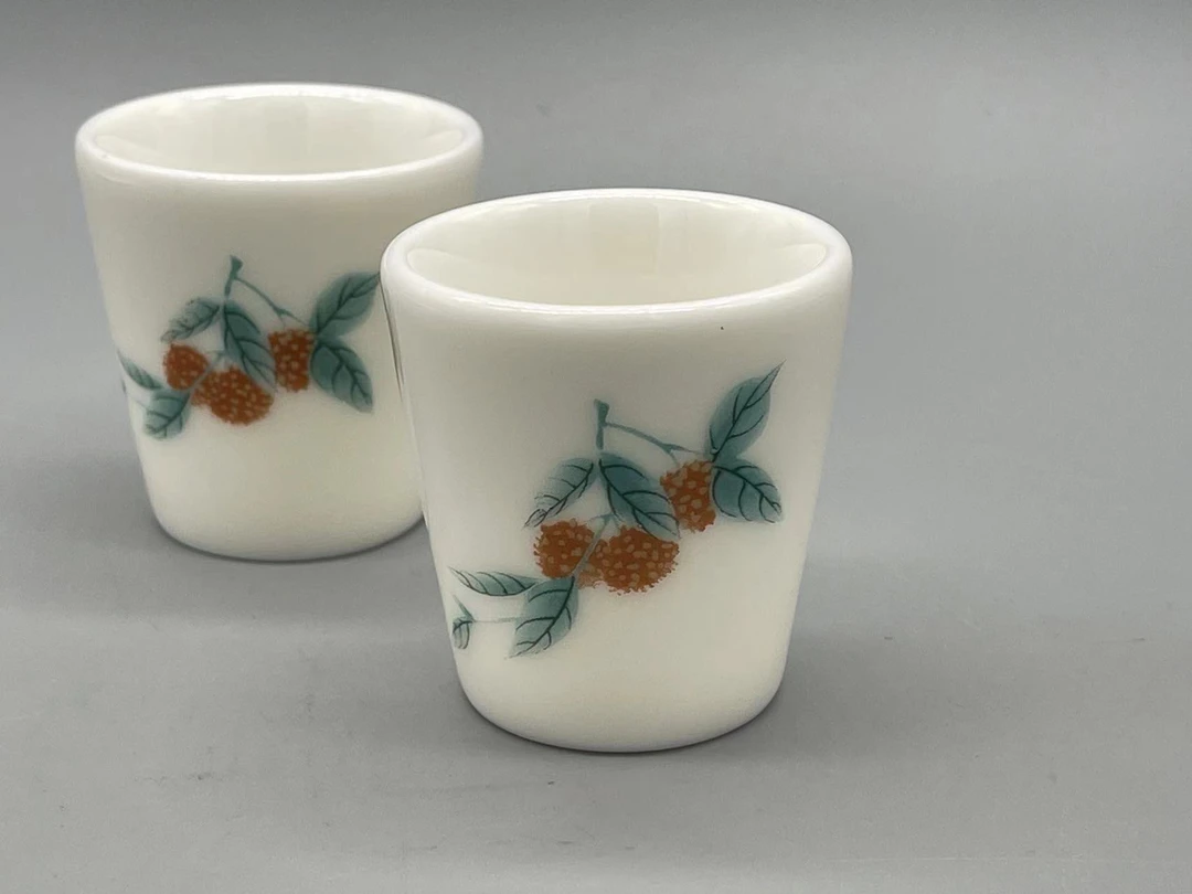 高端羊脂玉瓷品茗杯40ml左右2只装