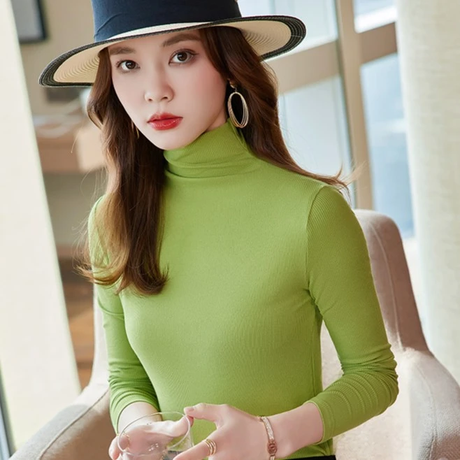 【81#】半高领加绒打底衫女春秋冬新款西装内搭洋气针织衫上衣T恤