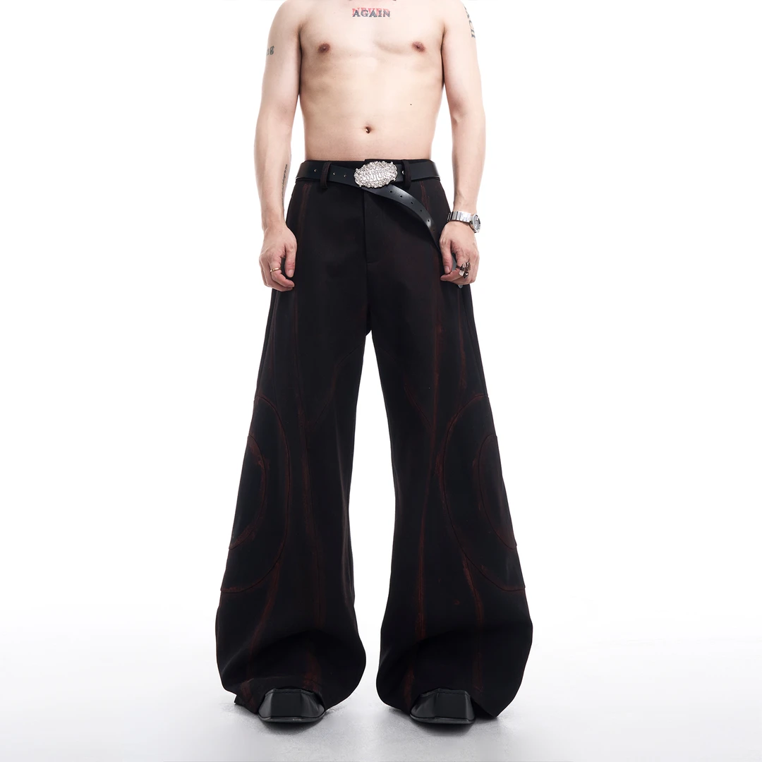 STARTEXCEEDEND“弯刀版型”手工涂鸦休闲裤男秋季小众宽松阔腿裤