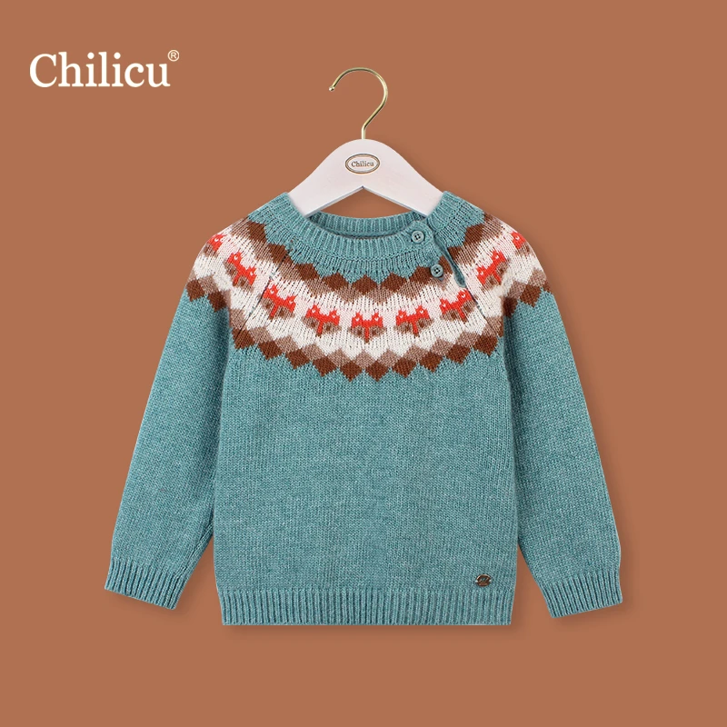 Chilicu【沐子妈专属】圆领针织衫洋气大小童冬针织衫宝宝加厚保暖