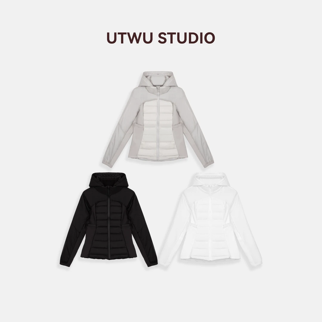 UTWU「实穿主义」lulu9o白鹅绒拼接轻盈保暖连帽羽绒服Q24W1082