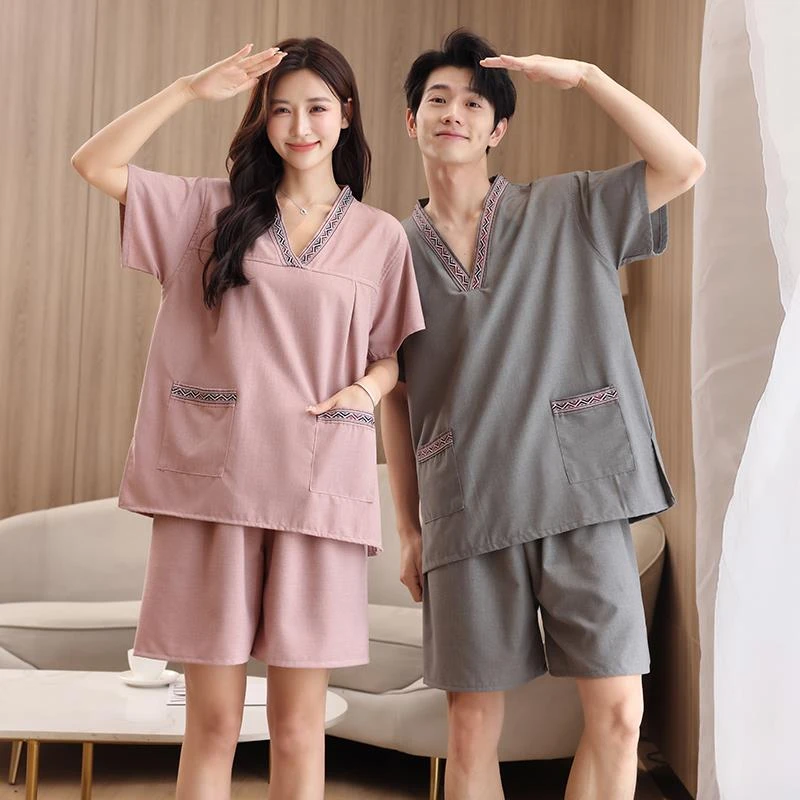 汗蒸服2024新款桑拿服女洗浴中心足浴按摩足疗店男士全棉大码浴服