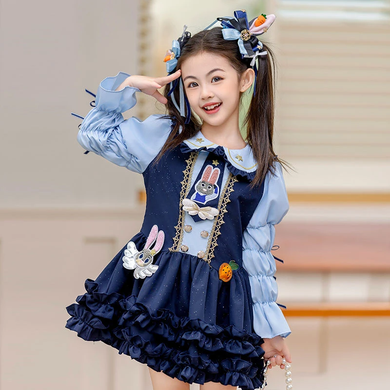 女童秋装连衣裙兔子警官朱迪秋季新款大童女孩洛丽塔公主裙