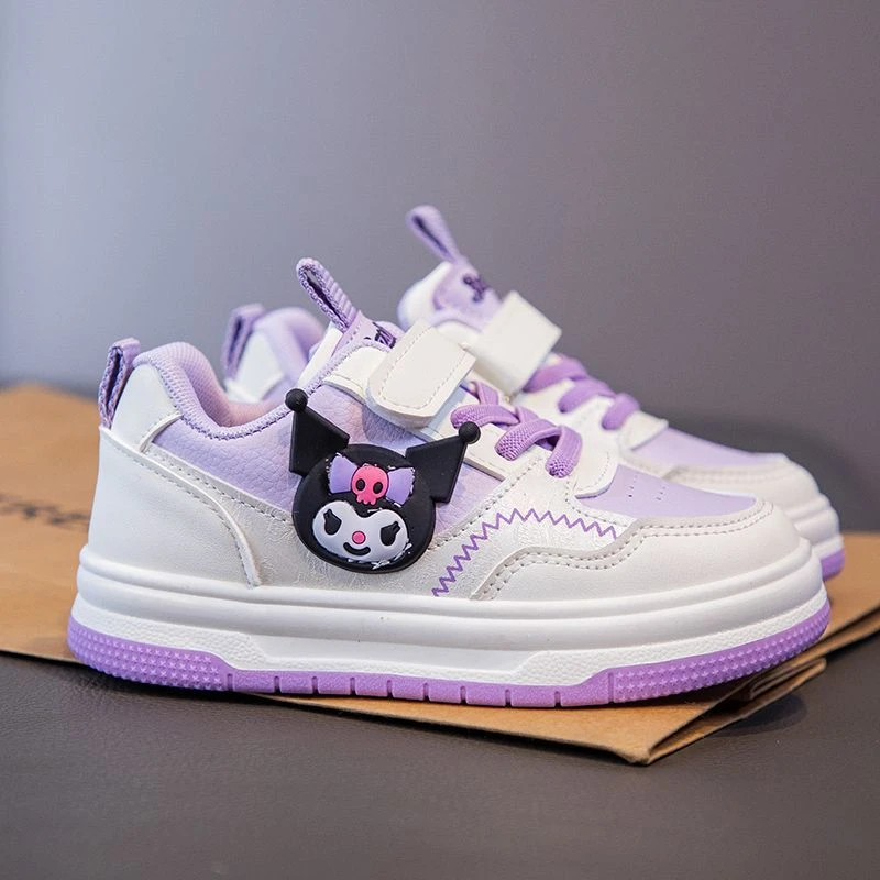 儿童板鞋卡通校园风女童小白鞋美乐蒂女童皮面休闲鞋库洛米童鞋