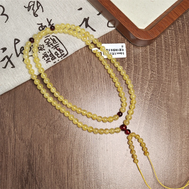 5-6mm天然无优化金绞蜜108佛珠多圈手串