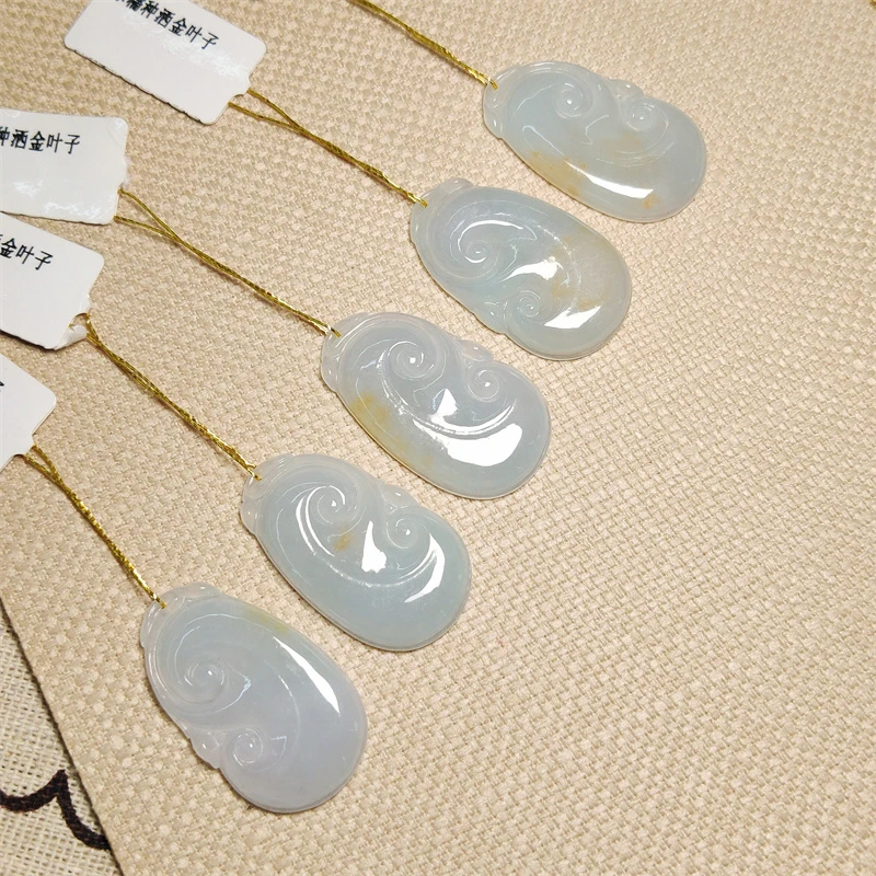 天然A货翡翠洒金如意吊坠多样性发一