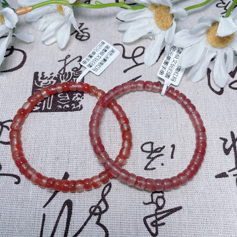 约5.5-6mm满色冰飘南红玛瑙单圈手串多样性发一