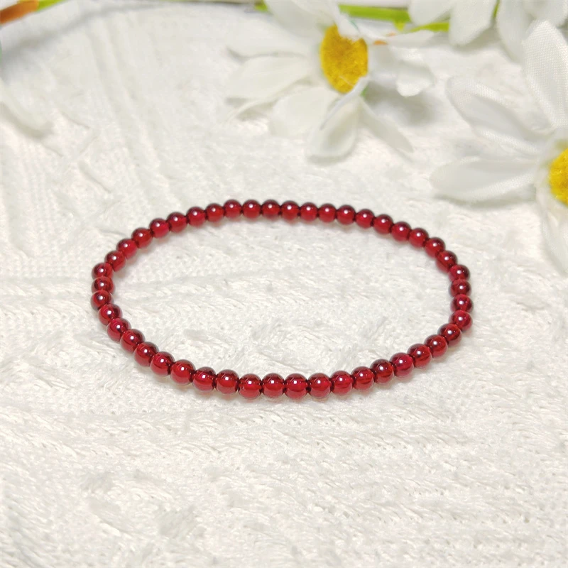 约4mm石榴石圆珠单圈手串