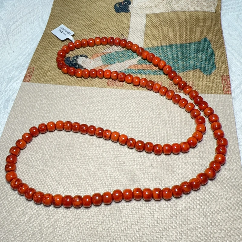 约7-8mm火焰纹南红玛瑙老型珠多圈手串