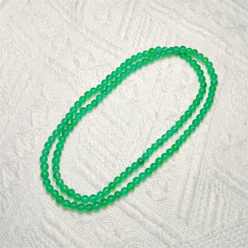 约4mm绿玉髓玛瑙多圈手串