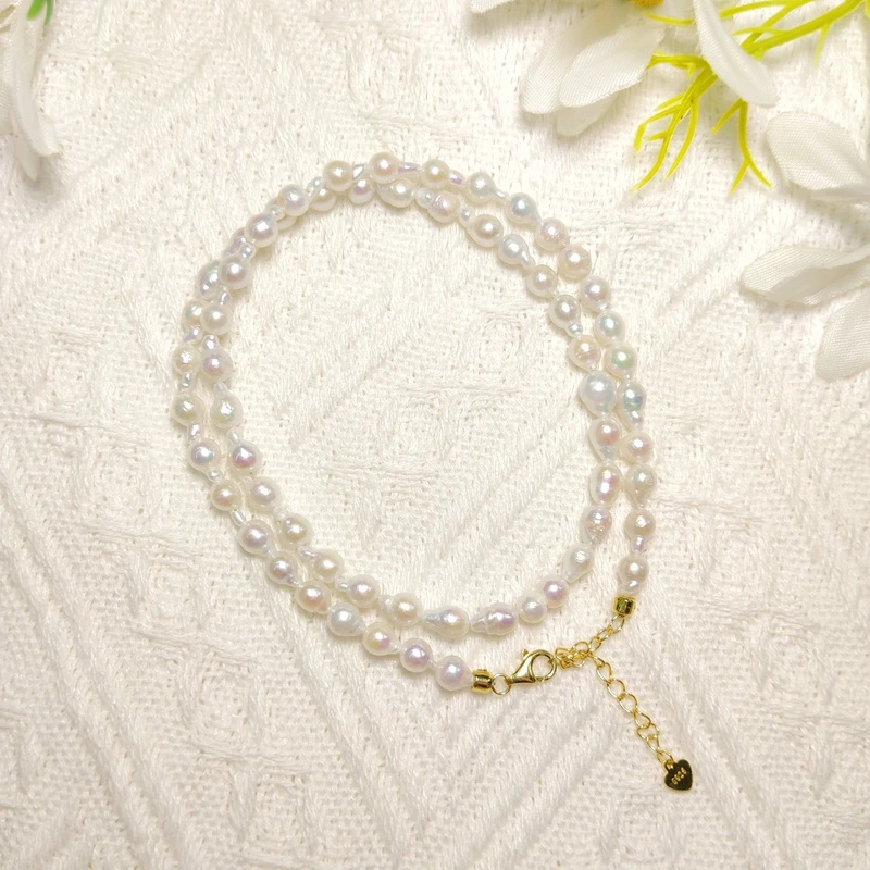 约4-5mm天然淡水珍珠巴洛克异形项链长约43cm