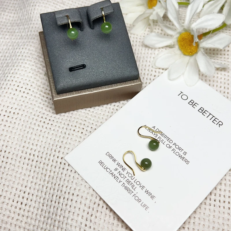 6mm碧玉圆珠高跟鞋银耳钩多样性发一