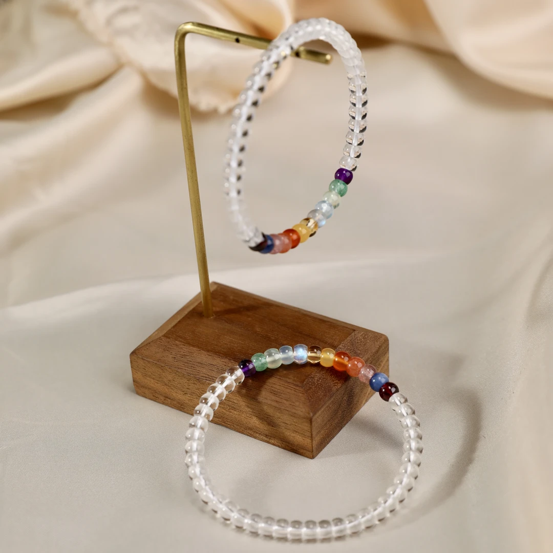 约5mm白水晶彩虹多宝单圈手串多样性发一