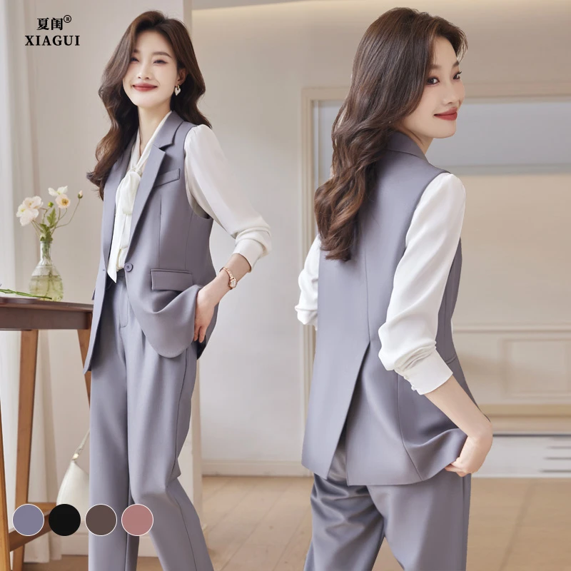 马甲三件套小个子春秋夏季休闲小西装正装女神范韩版显瘦工作时尚