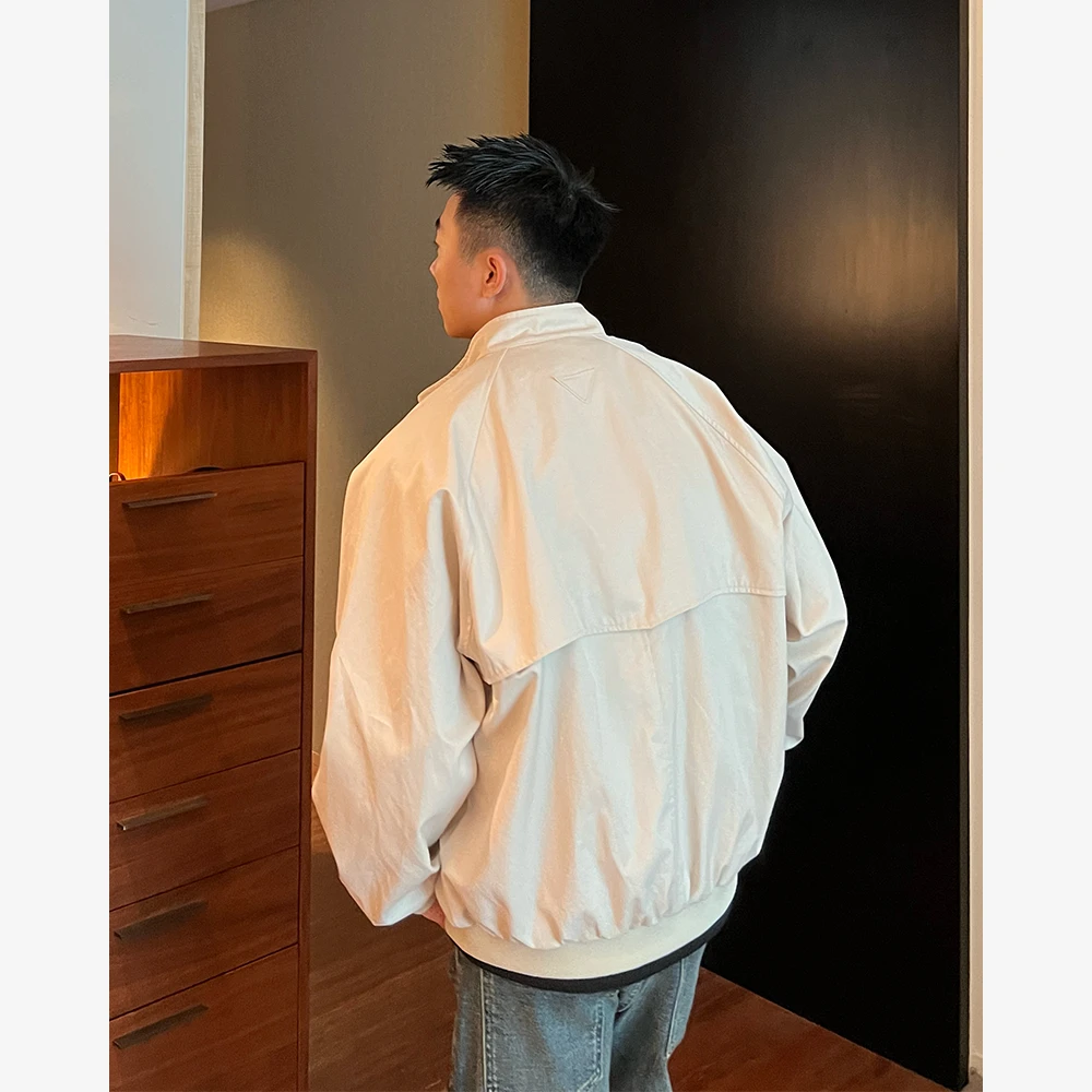 YIHAO STUDIO秋季新款男士简约美式教练夹克潮流宽松百搭立领外套