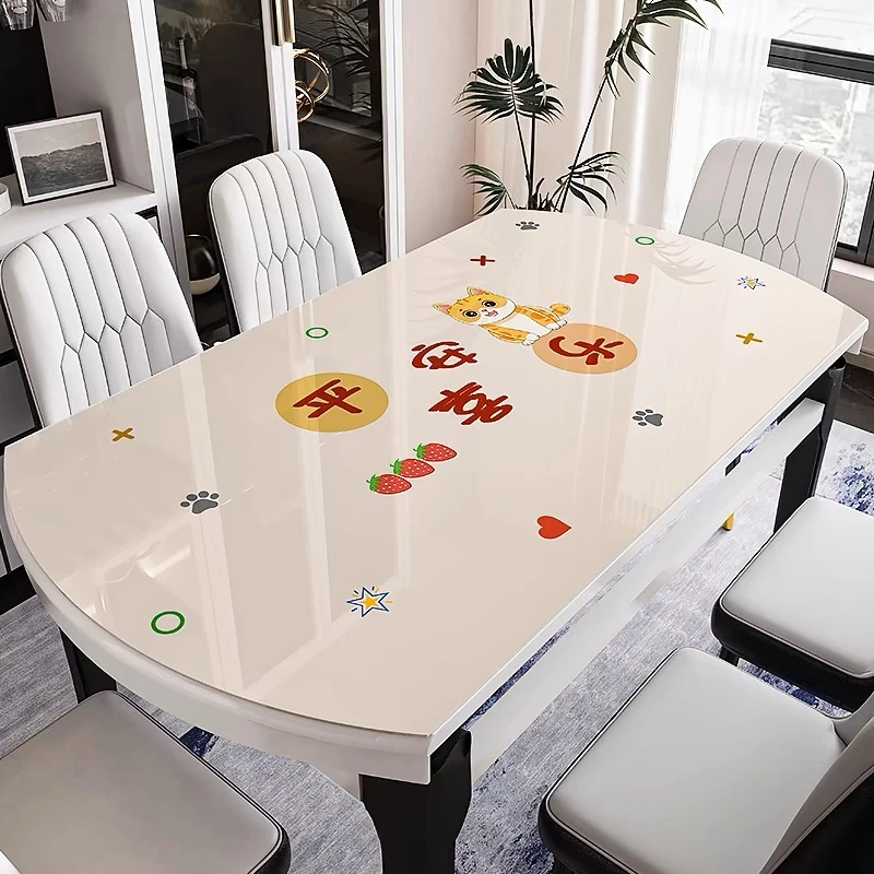 椭圆形餐桌垫软玻璃轻奢高级感防水防油防烫免洗茶几布桌面保护垫