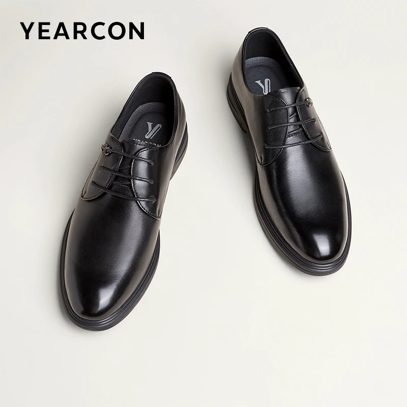 意尔康真皮皮鞋男士商务休闲正装德比鞋2023秋季新款黑色英伦风