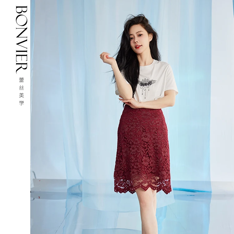 法式新款显瘦半身裙夏季蕾丝修身高腰短款时尚优雅1011