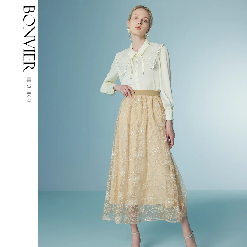 夏季蕾丝衬衫时尚气质翻领女装2346