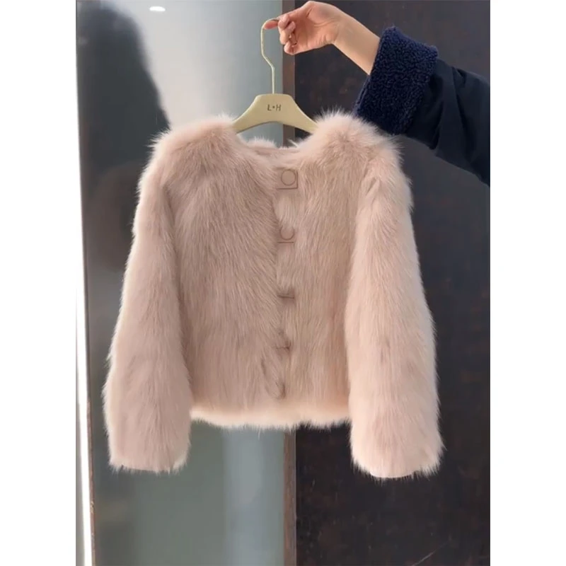秋冬新款甜美风温柔气质小个子毛茸茸外套宽松百搭保暖休闲开衫女
