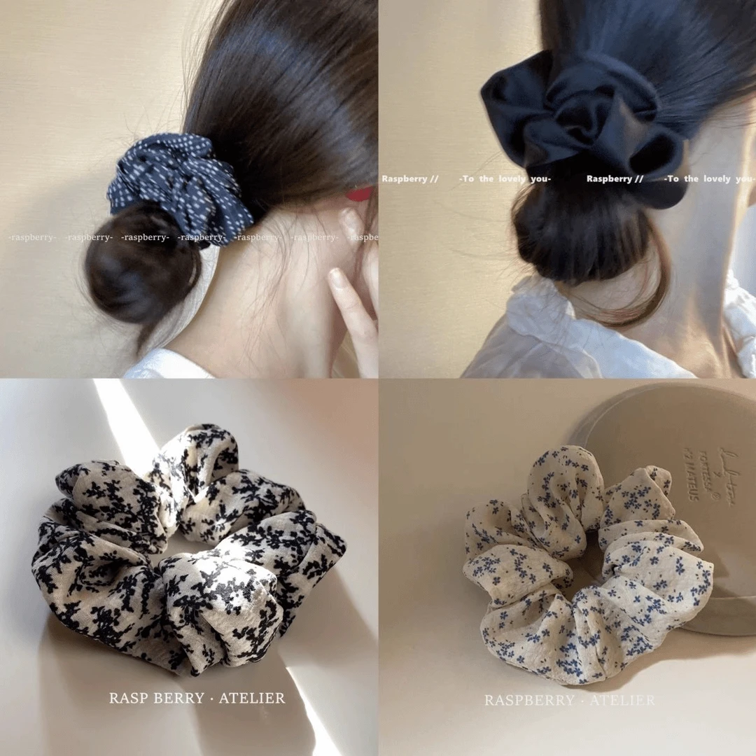 日系高级感百搭简约碎花大肠发圈扎头发清新发绳头饰2023新款发饰