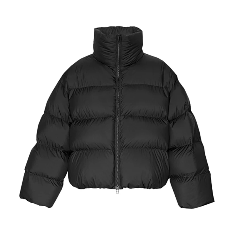 nound买手店EVENING黑色短款羽绒服女款冬季立领纯色保暖时尚简约