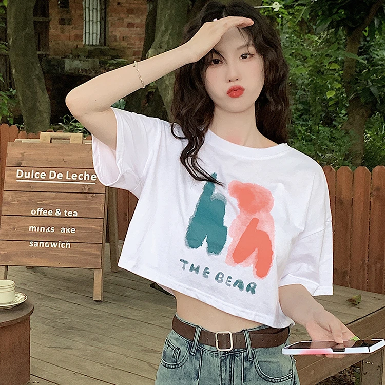 2024新款韩版宽松显瘦圆领ins上衣女夏装潮百搭印花夏季短袖T恤