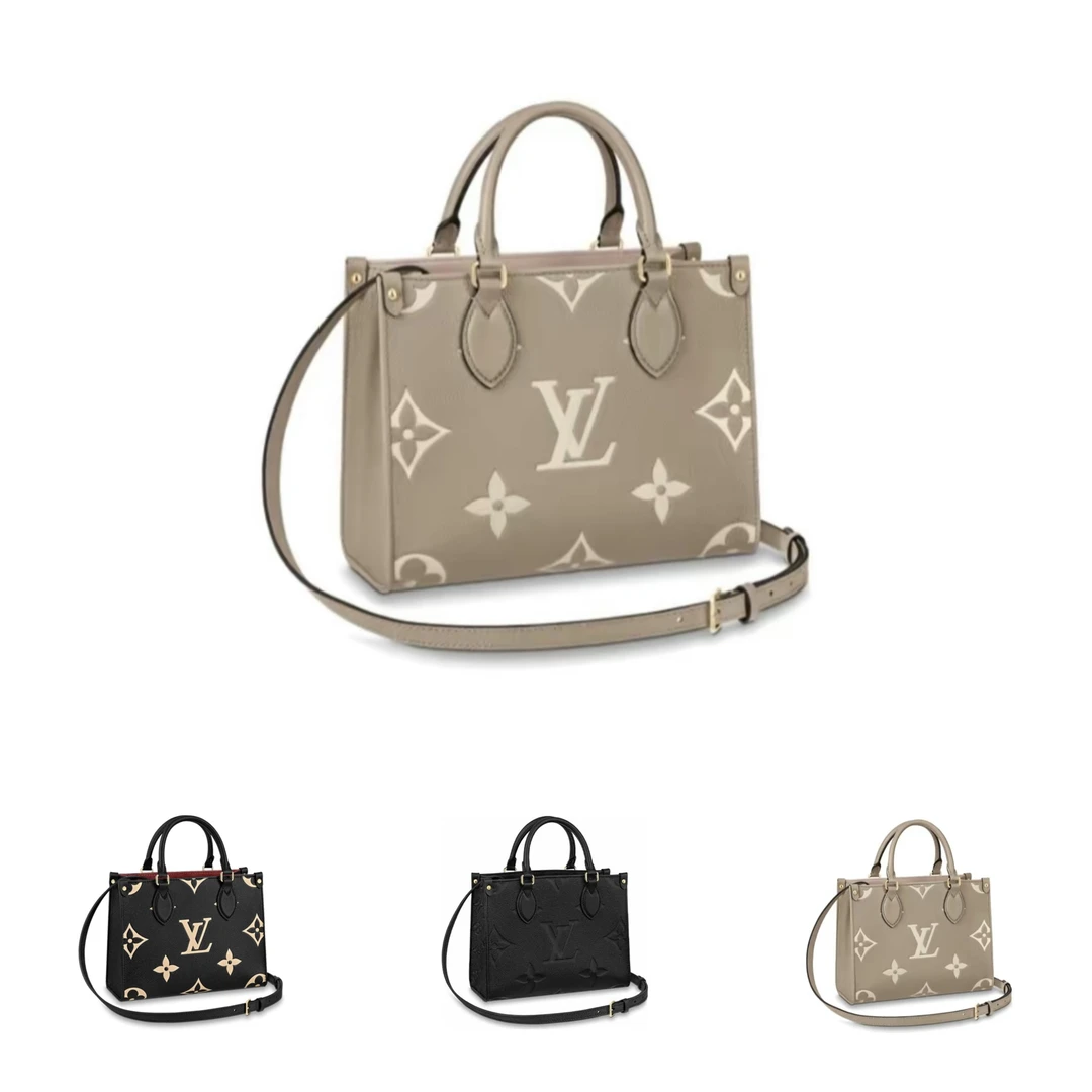 全新未使用 LouisVuitton/路易威登 onthego小号灰/黑单肩手提包