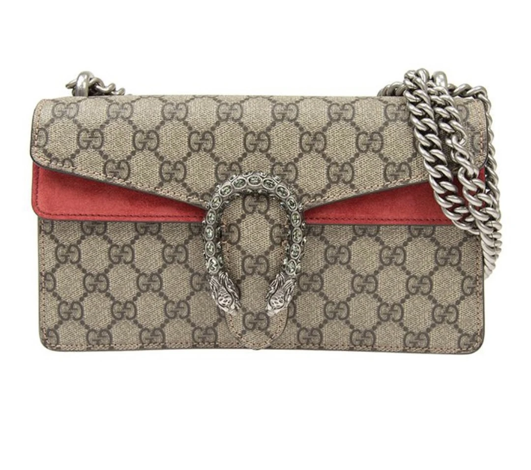 99新 GUCCI/古驰 酒神钻扣红色新中号/展示包降级女包