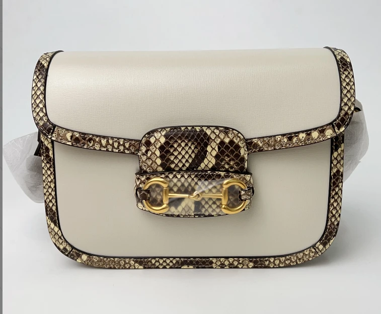 99新 GUCCI/古驰 1955中号蛇皮主播间展示包