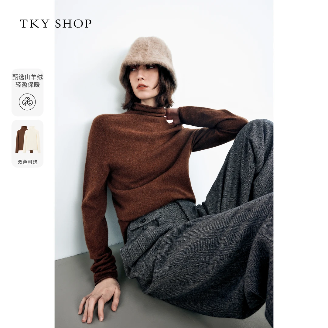 TKYSHOP堆堆领羊绒衫冬新款休闲保暖长袖毛衣女10H1MA00D005