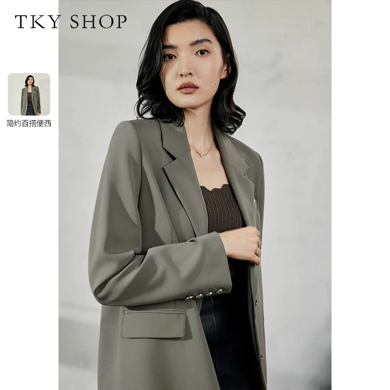 TKYSHOP简约百搭通勤便西春秋款气质西装外套女温柔 10H1CA01A046