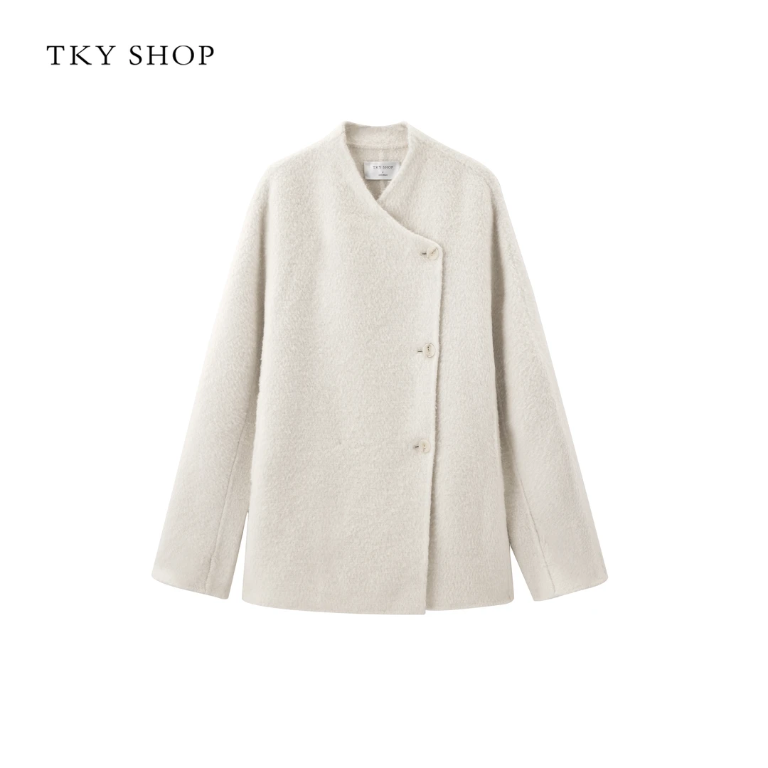 新中式毛呢外套女秋冬高级感羊毛大衣简约慵懒松弛感10G1GA00D459