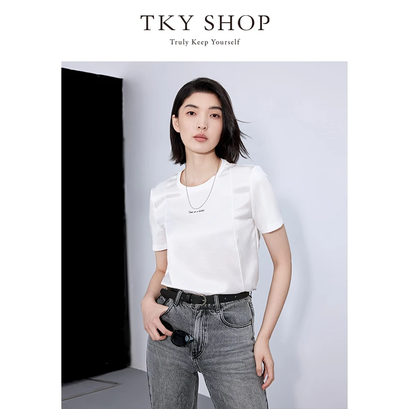 TKYSHOP夏季轻熟千金高街风森系简约百搭休闲短袖T恤10H1NA10J201