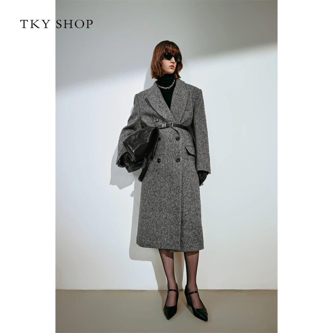 TKYSHOP贵雅千金小香风气质大衣时尚设计师秋冬厚款 10H1GA05T012