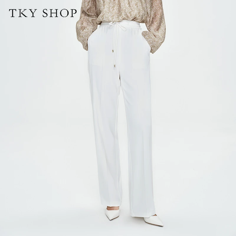 TKYSHOP轻职意式休闲阔腿裤系带静奢INS风薄款夏长裤10G1GD05G139