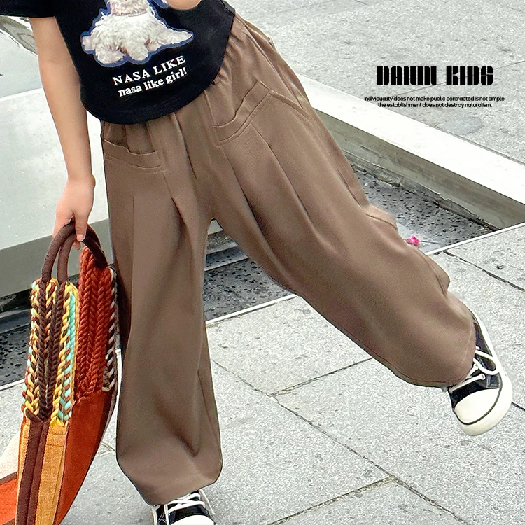 【嗒囜】女童设计感百搭西装裤直筒裤儿童舒适亲子休闲裤233103