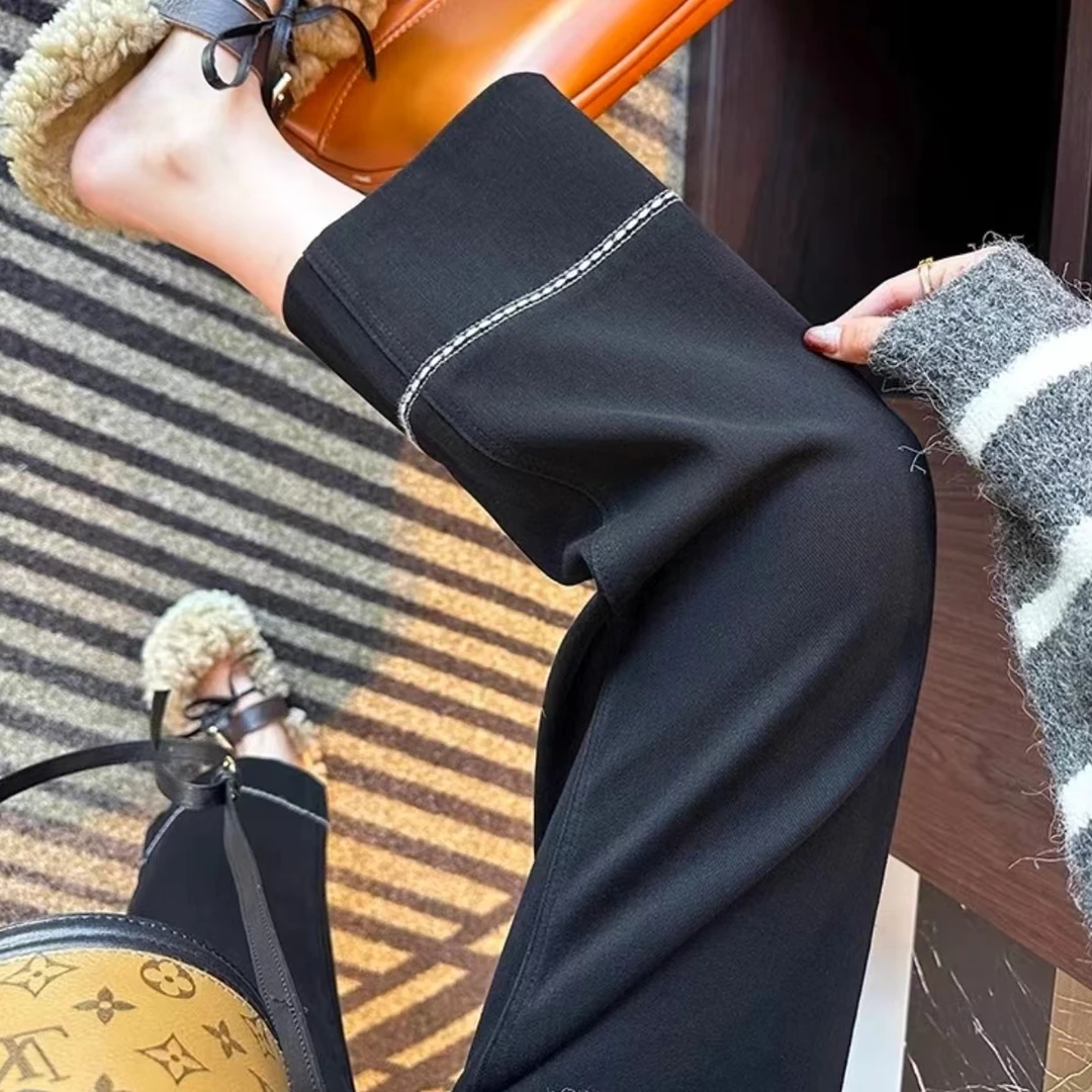 2025新款秋冬新款时尚休闲裤刺绣九分奶奶裤女小个子直筒牛仔裤