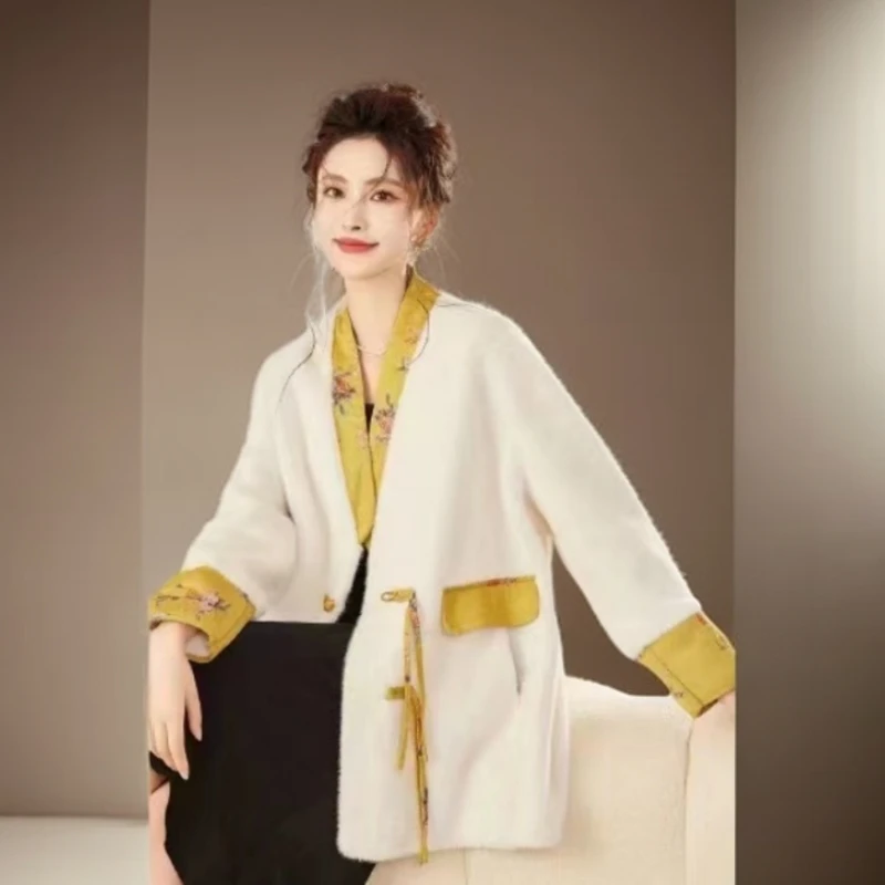 新款网红时尚气质百搭宽松毛绒皮毛一体外套冬季