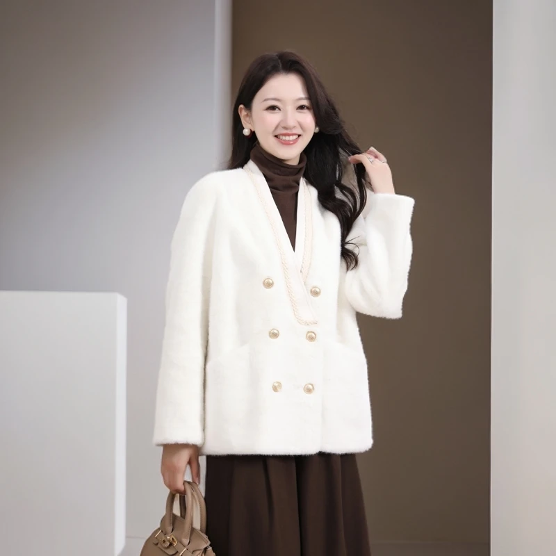 【淼姐专属】新款网红时尚气质百搭宽松毛绒皮毛一体外套冬季