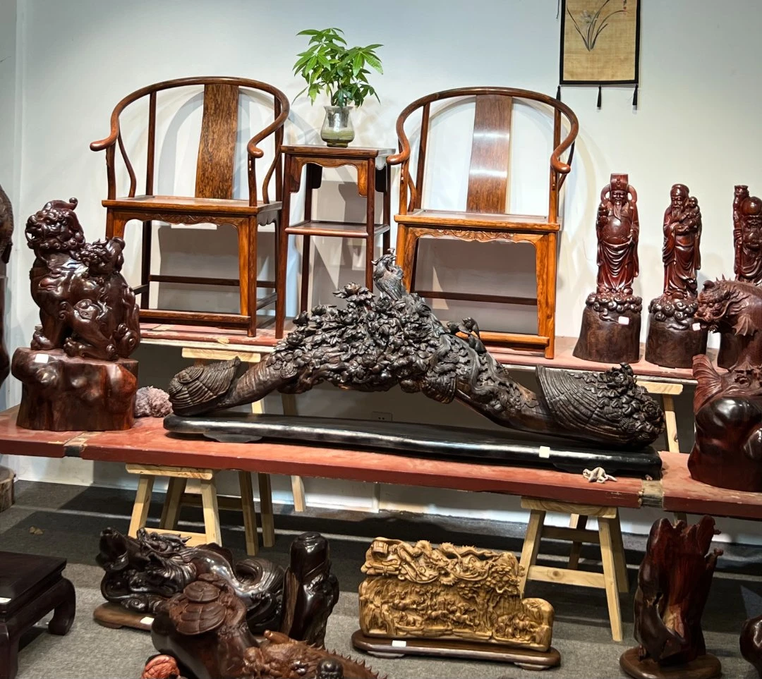 紫檀花梨檀香根雕木雕家具意向金