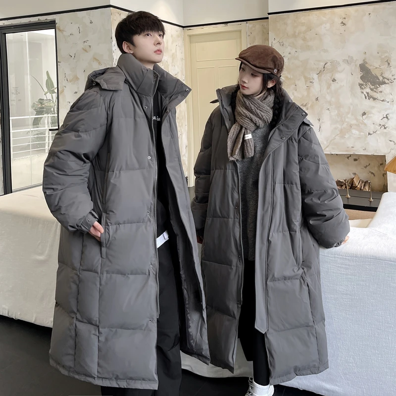 2025冬季新款过膝长款防寒服男女情侣中长款加厚东北御寒连帽外套