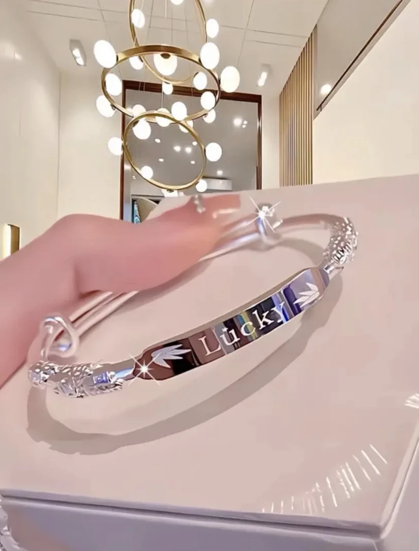 足银手镯 编码A07【繁花幸运气质手镯女】足银9999