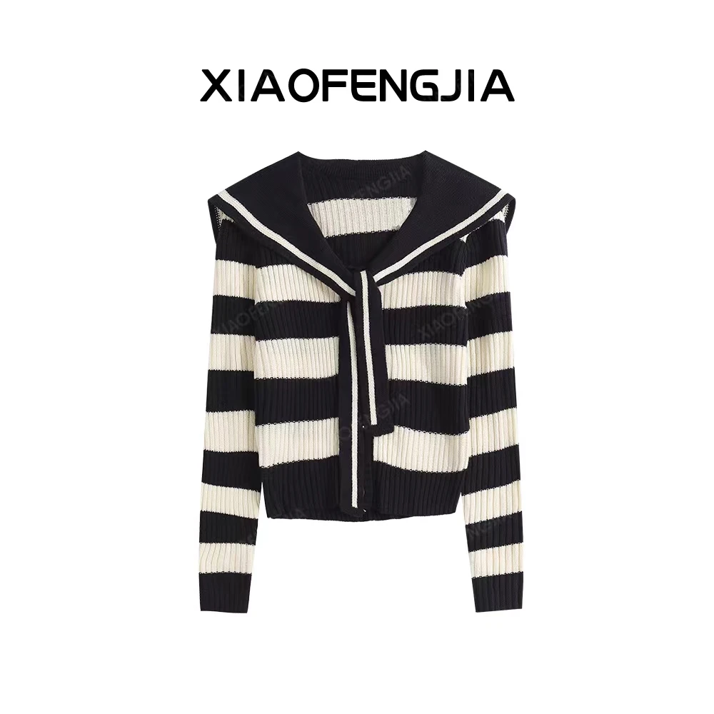 2024秋季新款【四季青小封家轻奢】时尚百搭翻领开衫毛衣女3318