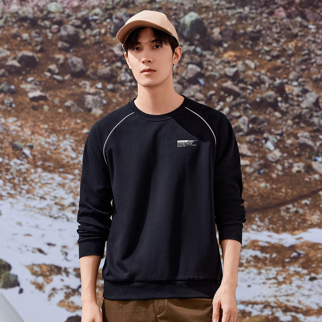 【拓路者】插肩袖字母印花工艺圆领卫衣23年秋季新款面层撞色上衣