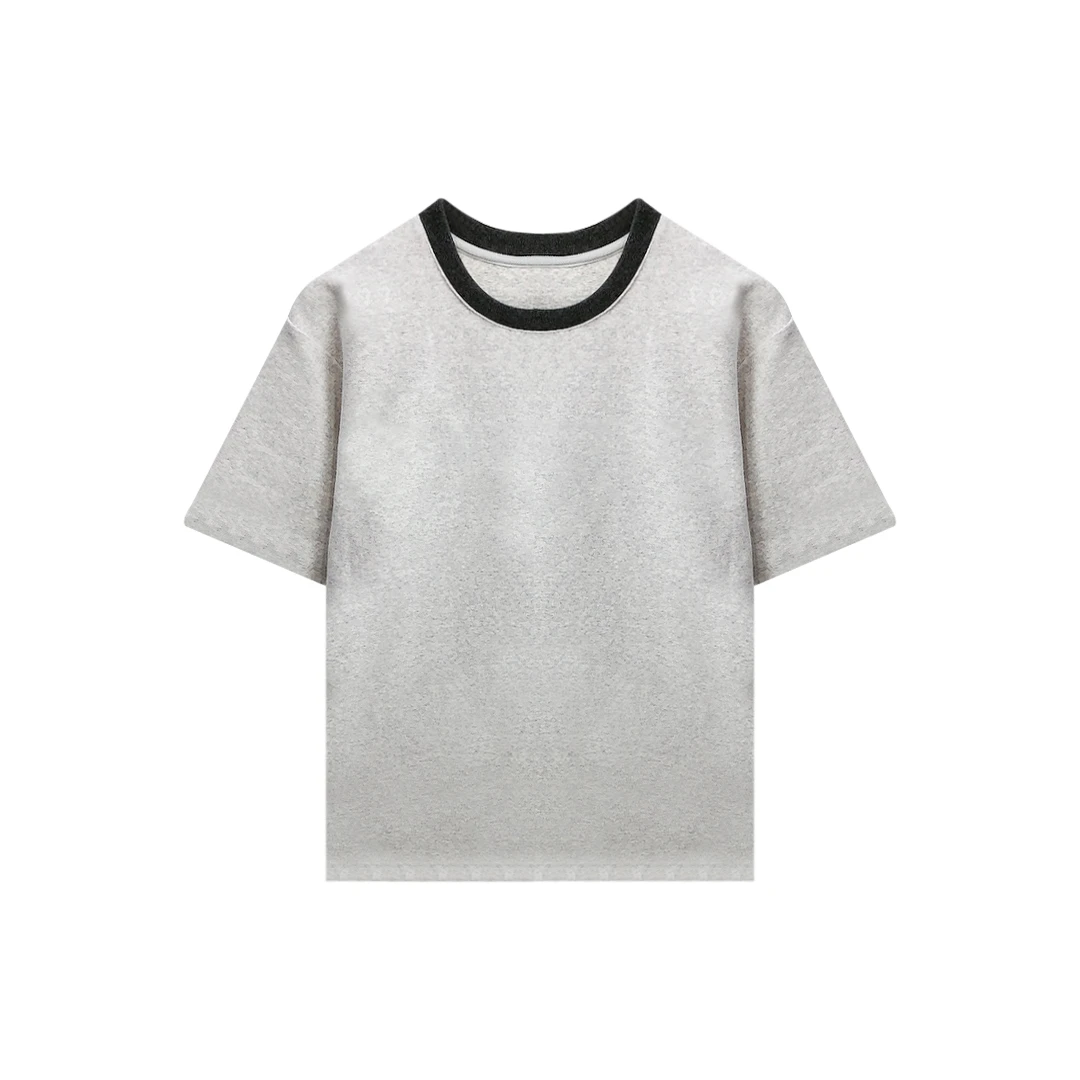 【闪闪】T8287休闲简约圆领T恤百搭宽松纯色半袖打底衫