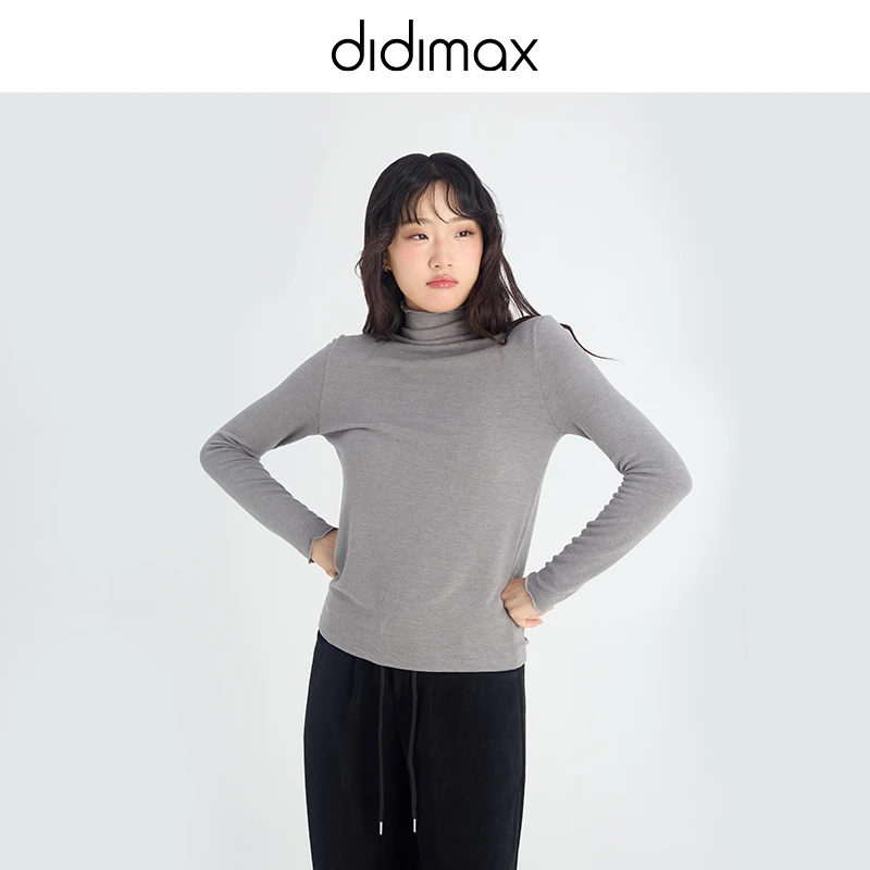 didimax冬季新款高领正肩修身长袖针织衫女内搭打底上衣W41142