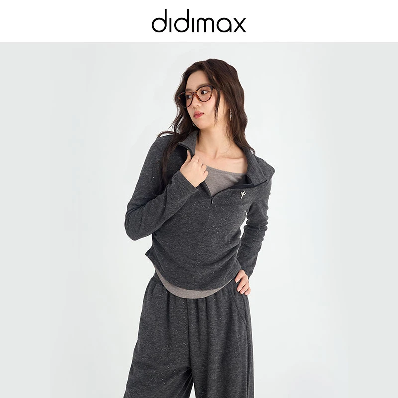 didiamx冬季新款运动宽松显瘦长袖上衣女直筒休闲裤两件套W80884