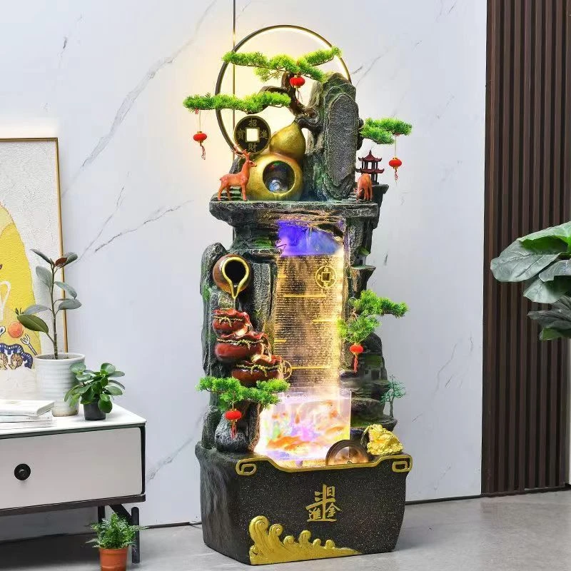 山水秋铭流水摆件循环水客厅公司流水生财假山流水摆件开业送礼